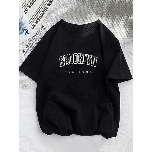 Women Brooklyn Letter Print T Shirt Girl Graphic Harajuku 2023 Streewear Clothes Causal Female Y2K Tops Tee