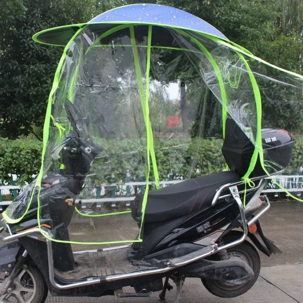 NOWY, częściowo lub całkowicie zakrywający, zdejmowany, elektryczny parasol do pojazdów elektrycznych, osłona przeciwdeszczowa do motocykla, pogrubiona osłona z metalowym uchwytem.