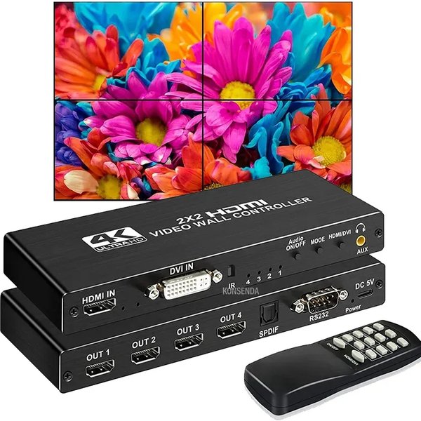 Contrôleur de mur vidéo HDMI, 1080P, DVI, processeur mural vidéo 1x2, 1x4, 1x3, 2x1, 3x1, 4x1, processeur d'écran multi-vidéo Spl479