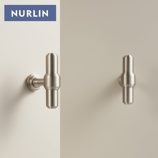 Nurlin Solid Brass Luksusowy matowy srebrny nikiel szczotkowany uchwyt do szuflady drzwi szafki uchwyt do szafy T-bar