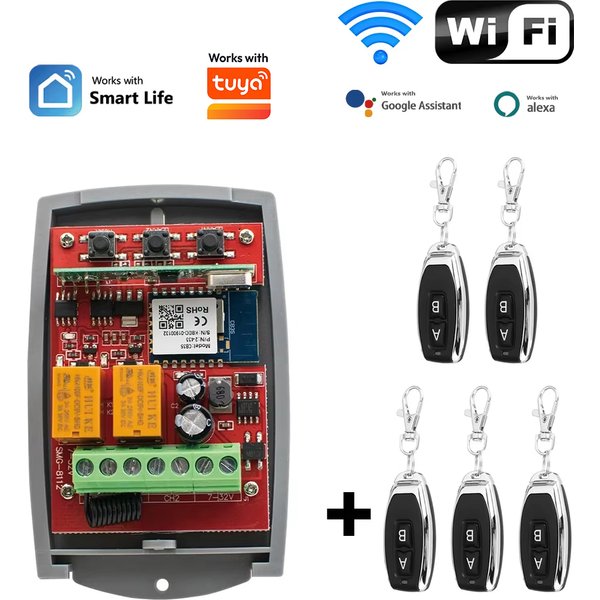 Interrupteur de porte intelligent Wifi, récepteur universel pour garage, télécommande 2 canaux, ouvre-porte, contrôleur, émetteur 433mhz, compatible avec Tuya