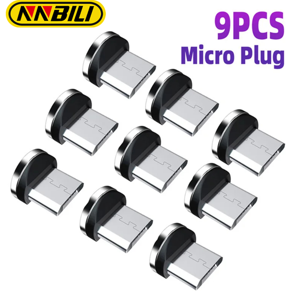 9pcs Converter Charging Cable Adapter For Mobile Phone 360 Degree Rotation Magnetic Tips Replacement Parts Easy Operate Durable