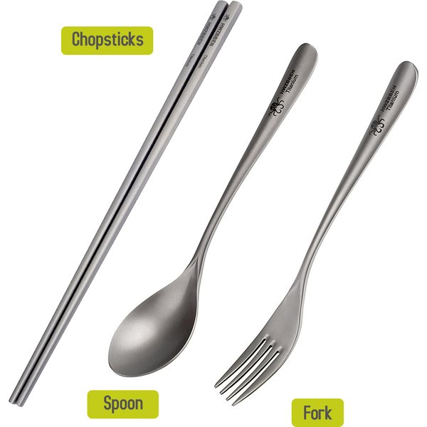 Titan Löffel tragbar 1 Set Outdoor Camping Reisen Wandern Picknick Titan Besteck Set Löffel Gabel Messer Geschirr