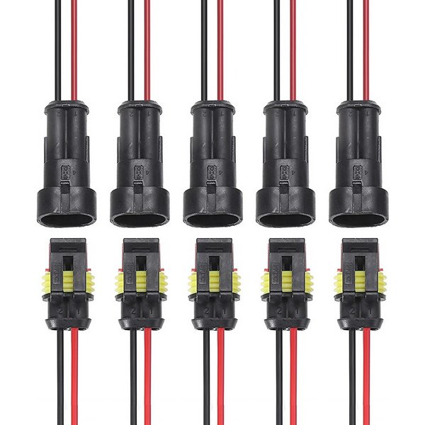 2 Pin Connector Waterproof Connector Male and Female Way 20AWG Wire Suitable for Car Truck Boat Other Wire Connection 5 Pairs