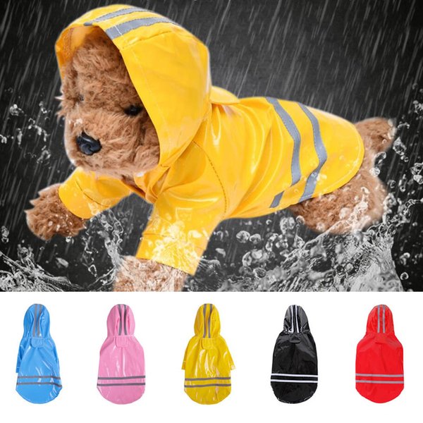 Vêtements pour chiens imperméables à capuche bande réfléchissante chiens manteau de pluie vestes imperméables vêtements respirants en plein air pour chiots imperméable