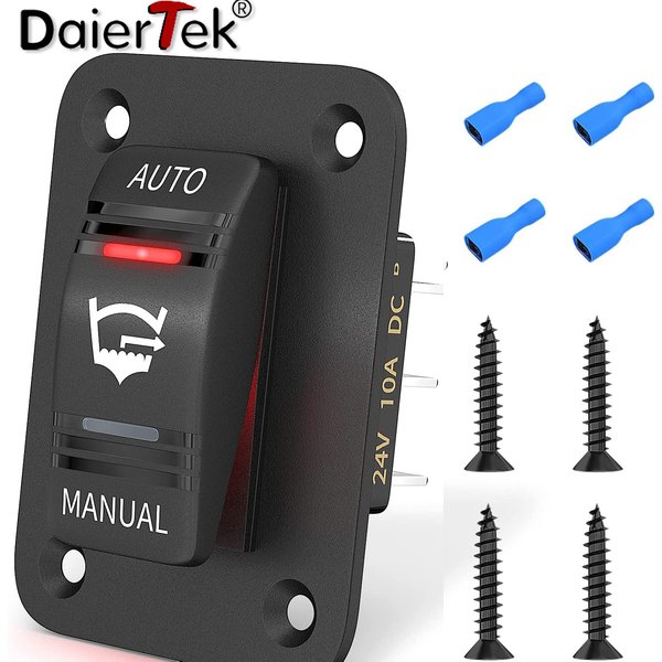DaierTek 3 Way 20A Bilge Pump Rocker Switch Panel Waterproof 12V 24V 4Pin SPDT Auto/Off/Manual Bilge Pump Switch with LED
