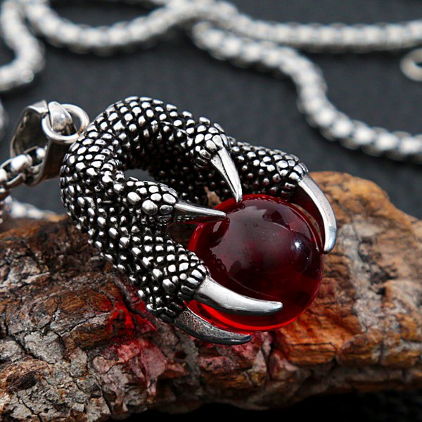 Collier gothique avec pendentif griffe de Dragon pour hommes, en acier inoxydable, bleu, blanc, noir, rouge, perle de verre, Style rétro, accessoires bijoux