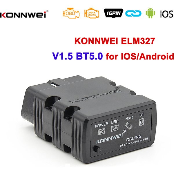 KONNWEI-Outil de diagnostic de voiture automatique, EAU OBD2 pour Android et IOS, Bluetooth 5.0, ELM 327, V1 5, OBD 2, ELM327, V1.5