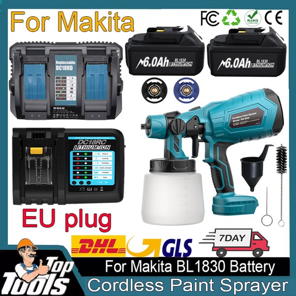 1000ML Kabellose elektrische Farbspritzpistole für Makita 18V Ersatzakku Farbspritzpistole kabellos für Makita BL1830 Akku
