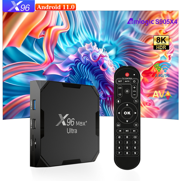X96 Max+ Ultra Smart TV Box Amlogic S905X4 Quad Core 4GB RAM 32GB/64GB ROM Android 11.0 2.4G 5G WiFi BT4.X 1 4K 8K AV1 H.265 HEVC Video Decoder Home Media Player Set Top Box