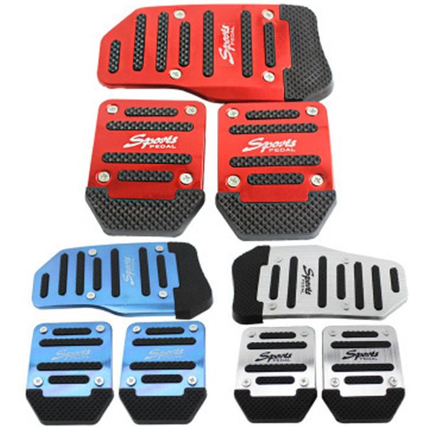 Couvre-pédale universel en aluminium pour transmission automatique de voiture, kit de pédales coordonnantes, frein, carburant, gaz, rouge, bleu, argent