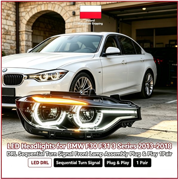 LED-Scheinwerfer für BMW F30 F31 3er Serie 2013-2018 DRL Sequentieller Blinker Frontleuchten-Baugruppe Plug & Play 1 Paar