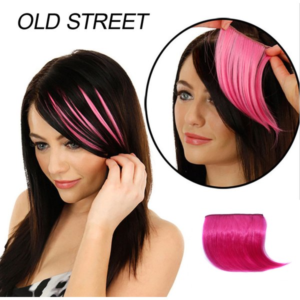 Bunte synthetische Haarteile zum Anklipsen auf der Vorderseite, Hochtemperaturfaser-Haar, Pony, Haarverlängerungen, Haar-Accessoires für Frauen