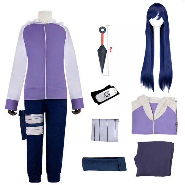 Hyuga Hinata Cosplay For Women Elder Girls Hoodie Jacket Wig Halloween Party Dress Up Anime Costume