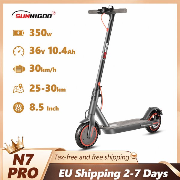 Hulajnoga Elektryczna SUNNIGOO 350W dla Dorosłych z Aplikacją, 36V 10.4Ah, Prędkość 30km/h, Lekka Hulajnoga z Dużym Zasięgiem 30km, Hulajnoga do Dojazdów do Pracy, E-hulajnoga