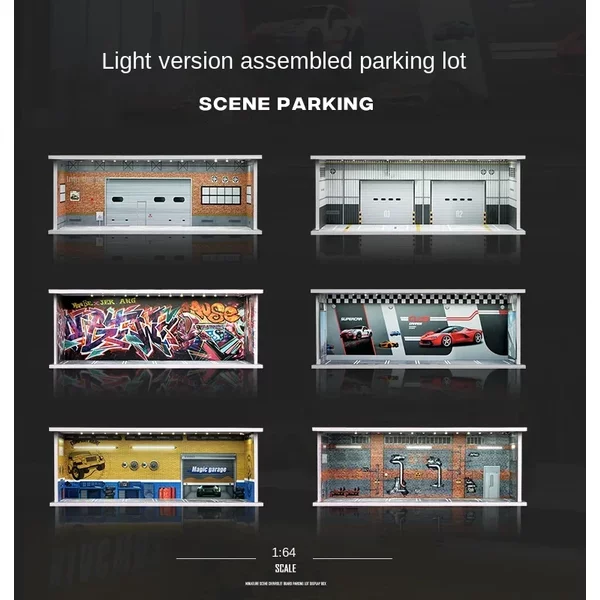 Sammler 1/64 Garage Parkplatz Legierung Auto Modell Auto Szene Lagerung Display Box Auto Modell Replik Sammlung Spielzeug für Jungen