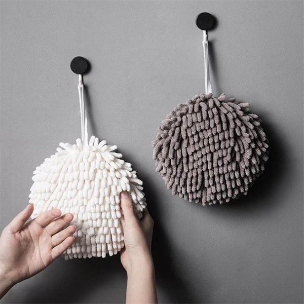 Chenille Hand Towels Wipe Hands Towel Ball Absorbent Quick Dry Sponge Wall-Mounted Bathroom Soft Plush Loops Cleaning Cloths