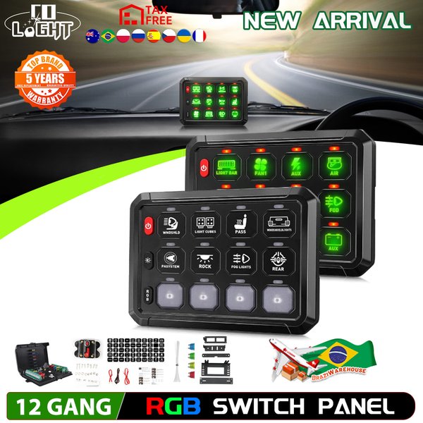 COLIGHT 12 V 24 V 12 Gang 8 Gangs Universal-LED-Schalttafel APP-Steuerung Einstellbare RGB-Farben Helligkeit Multifunktion für Auto