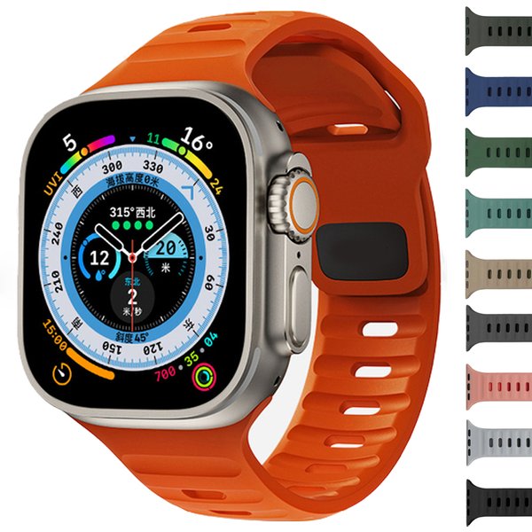 Armband für Apple Watch Band 44 mm 45 mm 49 mm 41 mm 40 mm 42 mm 38 mm weiches Silikon Sportarmband iwatch Serise 8 7 SE 6 5 3 Ultra 49 mm