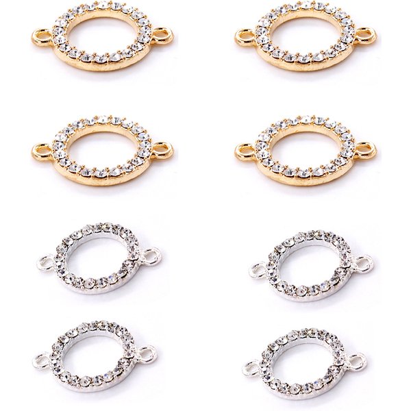 Pendentifs de connecteur en alliage de médaille de strass, 10 pièces, pour bricolage, collier, Bracelet, artisanat, fournitures de fabrication de bijoux