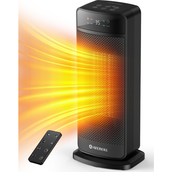 Chauffage d'appoint 16 pouces pour usage intérieur, grande pièce, radiateur électrique céramique 2000W avec thermostat, oscillant et avec minuterie