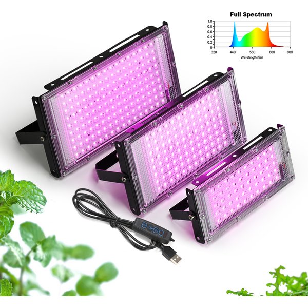 Projecteur LED de croissance pour plantes 50W 100W 150W 220V, Lampe LED extérieure à spectre complet, Projecteur LED de rue, Projecteur LED d'extérieur