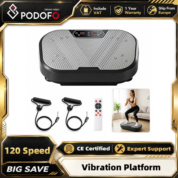 Podofo 120 Speeds Vibration Plate Exercise Machine 385lbs/250kg Load Silent Full Body Workout Platform Fat Burning Body Sculpting Fitness Equipment For Home Gym Office