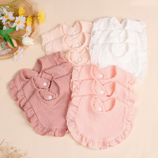 3 stücke Solide Neugeborenen Baumwolle Rüschen Lätzchen Set Kinder Feed Sabbern Lätzchen Kleinkind Nette Salive Handtuch Heißer Verkauf Baby Spucktuch zubehör