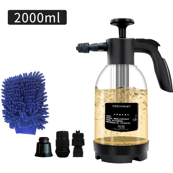 2L Hand Pump Foam Sprayer with 3 Types of Nozzle Hand Pneumatic Foam Cannon Snow Foam Car Wash Spray Bottle Car Window Cleaning