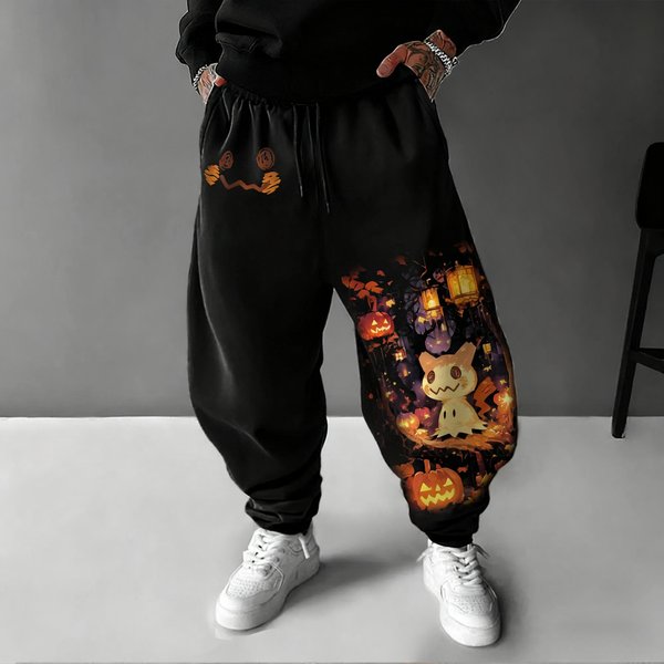 Pokémon Halloween Co Branded Sweetpants 2025, Herbst/Winter, Herren, neue Mimikyu Anime, bedruckt, Harajuku, lockere, lässige Sporthose