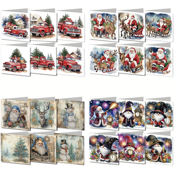 6 Kits de cartes de vœux DIY style Noël à peindre au diamant, pour exprimer un amour muet et une romance à écrire