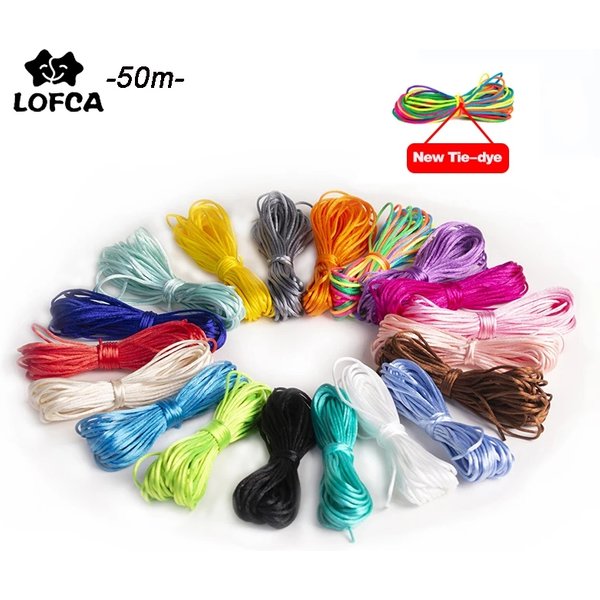 1.5mm Pacifier Clip Chain DIY Nylon Cords 50m For Teething Necklace Making Rope Silicone Beads Handmade Satin Jewelry thread
