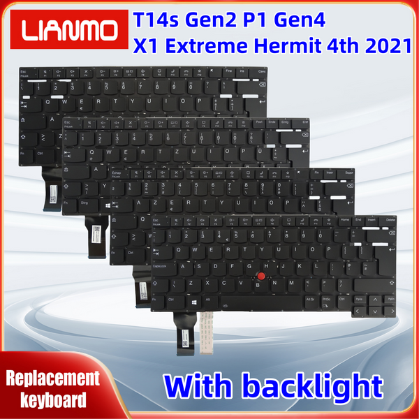 US Italienisch Deutsch Französisch UK Portugiesisch Laptop-Tastatur für Lenovo Thinkpad T14s Gen2 P1 Gen4 X1 Extreme Hermit 4th 2021 mit Hintergrundbeleuchtung