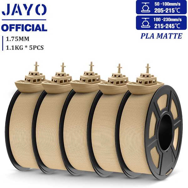 JAYO 1,75 mm PLA-Mattfilament, 5 Rollen, 3D-Drucker-Filament für FDM-3D-Drucker, 3D-Filament mit mattierter Oberflächenstruktur