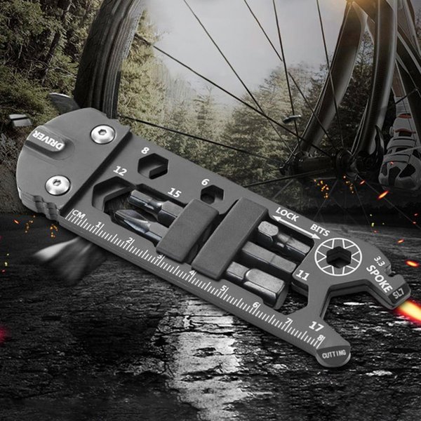 Tournevis Portable 16 en 1 en acier inoxydable, règle multifonction pour vtt, cyclisme en montagne, ensemble d'outils de réparation de vélos