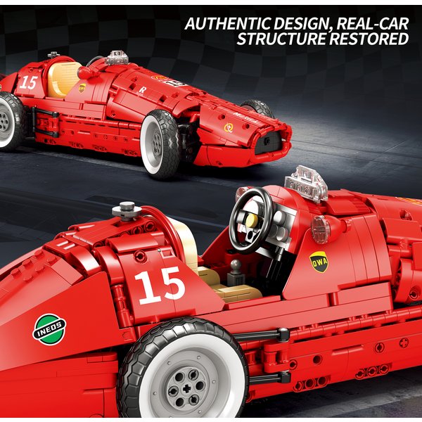Blocs de construction de voiture de course de formule 500, 1809 pièces, technique rétro, idée de supercar rouge, modèle de briques, jouets pour enfants et adultes, cadeaux de noël