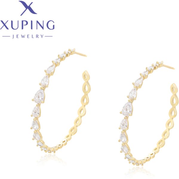 Xuping-Boucles d'oreilles en forme de cercle pour femme, bijoux chauds, couleur or clair, haute qualité, simplicité, breloque, cadeau d'anniversaire, X000783638
