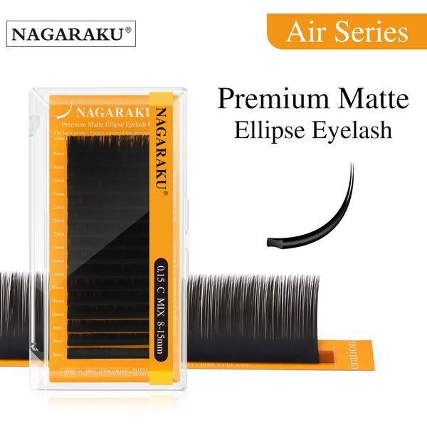NAGARAKU nouvelle série Air Premium mat Ellipse cils haute densité pointes fendues cils légers naturels noir mat