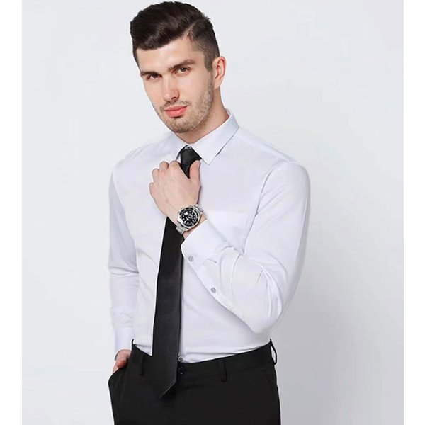 New wrinkle-resistant men's shirt long sleeve dress slim-fit free ironing social business formal wear easy to take care of