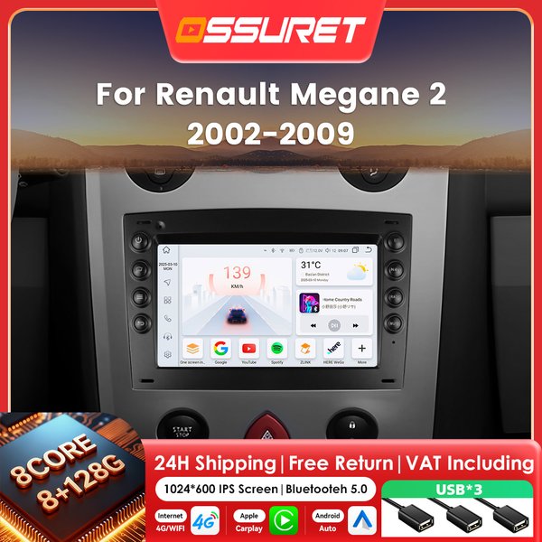 7 Zoll Android Autoradio Autoradio für Renault Megane 2 2002-2007 2008 2009 Carplay Multimedia-Player GPS Navi Stereo 2DIN Bildschirm
