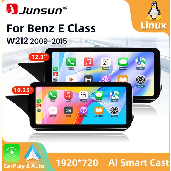 Junsun 12,3'' 10,25'' Linux-System Kabelloses Apple CarPlay Android Auto Autoradio für Mercedes Benz E-Klasse W212 2009-2016 Multimedia-Player 1920*720 Touchscreen GPS-Navigation