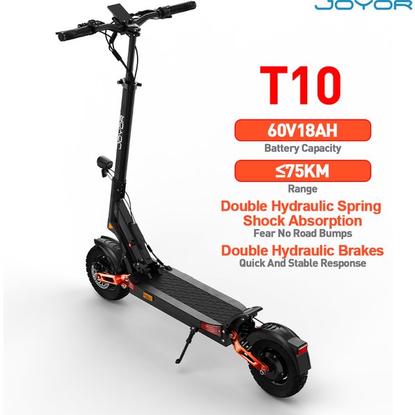 JOYOR T10 Elektroroller für Erwachsene, 60V18AH Akku, Geländetauglicher Elektroroller, 10 Zoll All-Terrain-Skateboard
