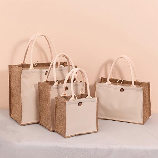 Nouveau sac fourre-tout en lin de style vertical, sac cadeau simple de couleur unie, sac de shopping à la mode