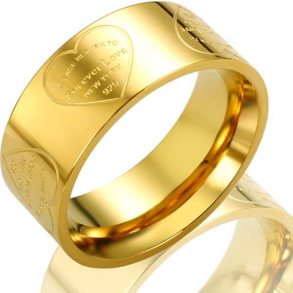 Waterproof Stainless Steel Forever Love Heart Engraving Ring for Women Wedding Engagement Rings Jewelry Gift