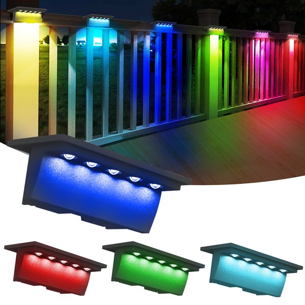 Lampe solaire d'extérieur à LED, conception de lentille de lampe de marche, éclairage de décor d'escalier antivol, super lumineux, IP65, RVB, 2/4 K, 3000K, 6000 paquets