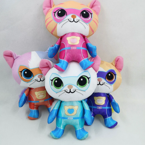 Super Kitty Team Kristall Superweiche Plüschtierpuppe Blaues Kätzchen Grünes Kätzchen Gelbe Kätzchenpuppe Kinderspielzeug Weihnachtsgeschenk