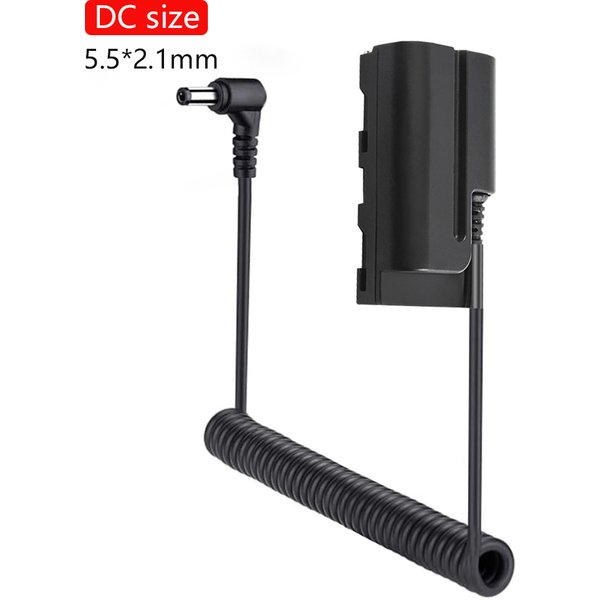 NP-F Dummy Battery DC5521 Coupler with Extendable Cable for NP-F970 NP-F960 NP-F770 F750 F550