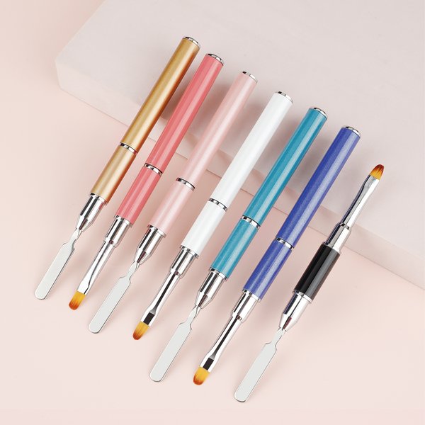 Pinceaux à double extrémité pour Nail Art, 1 pièce, Extension de Gel UV acrylique, constructeur de fleurs, stylo de peinture, dissolvant de brosse, spatule, bâton, outils de manucure