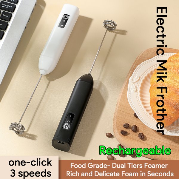 Mousseur à lait électrique, batteur à œufs portatif, Rechargeable par USB, 3 vitesses, mélangeur de mousse, boisson au café, baguette à mousser, mousseur de cuisine
