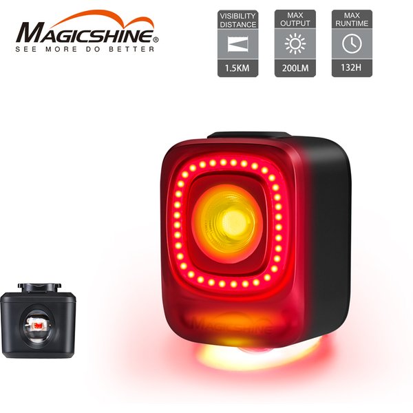 Magicshine SEEMEE 200 wiederaufladbare Fahrradrücklichter, 360 ° Sichtbarkeit Fahrradbeleuchtung, intelligente Bremssensor-Hinterfahrradbeleuchtung für die Straße